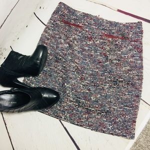 {LOFT} Tweed Zipper Mini Skirt